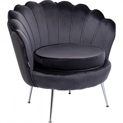 Fauteuil Water Lily velours gris et chromé Kare Design