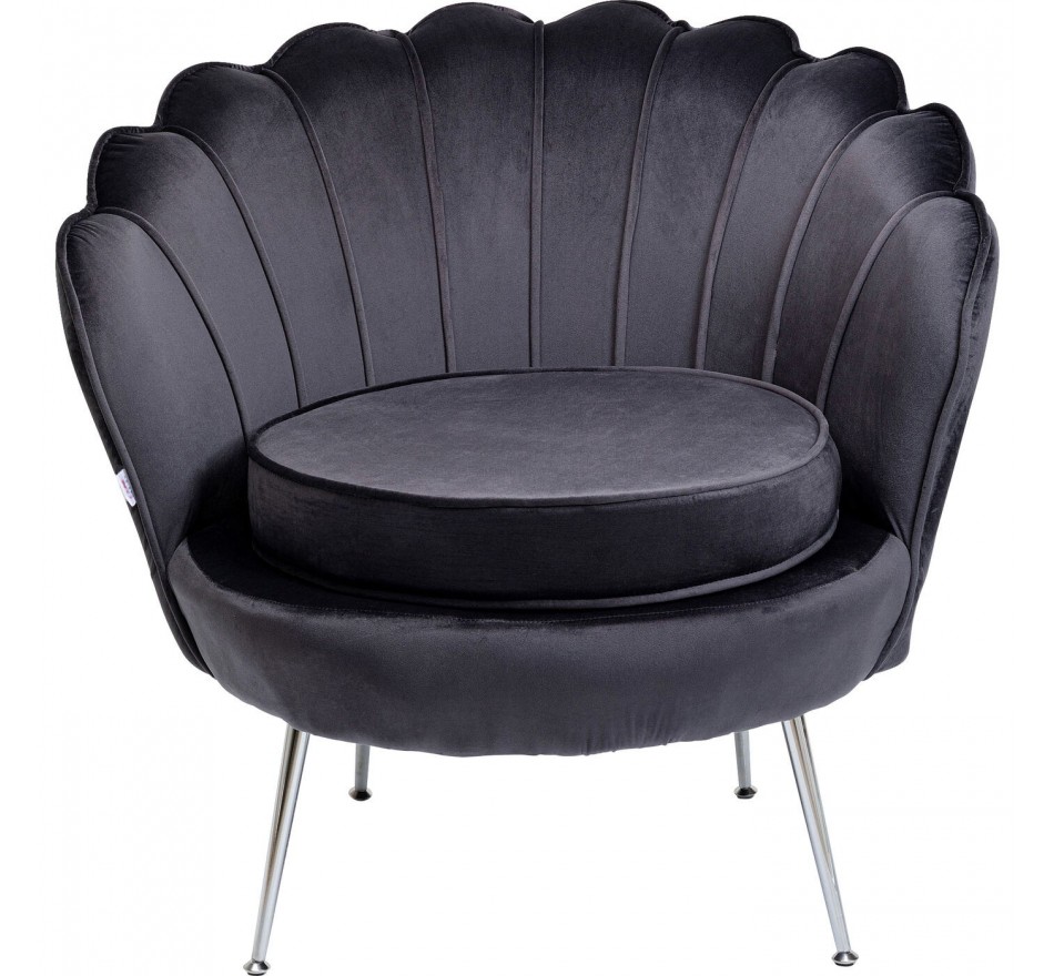 Fauteuil Water Lily velours gris et chromé Kare Design