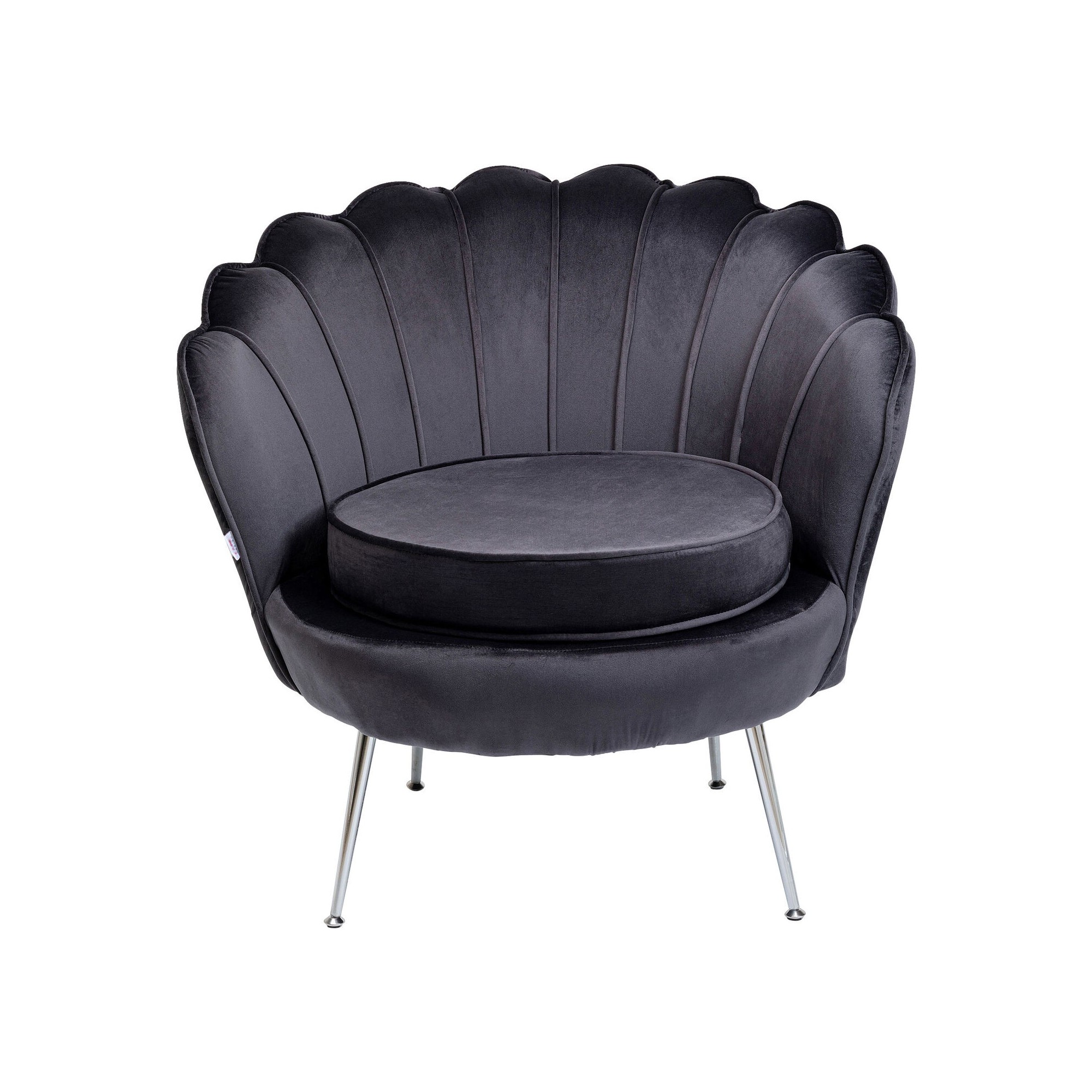 Fauteuil Water Lily velours gris et chromé Kare Design