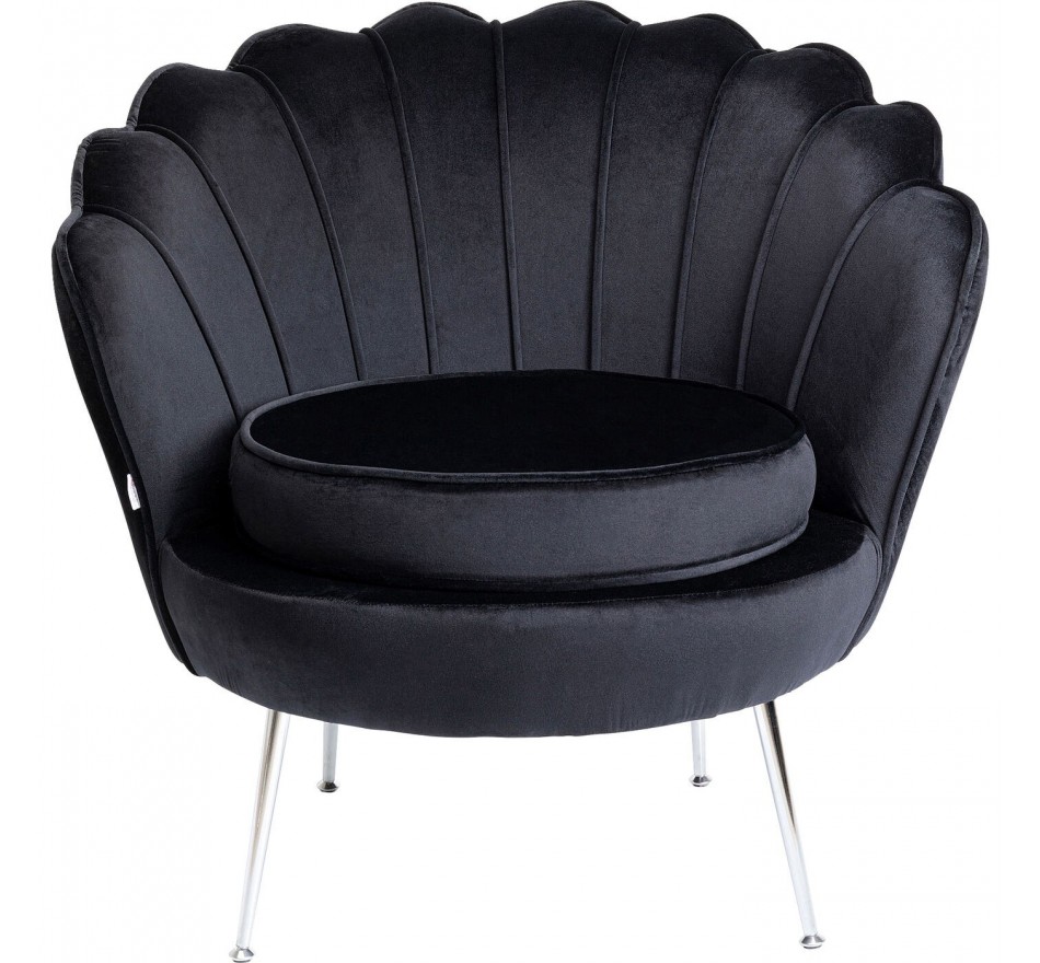 Fauteuil Water Lily velours noir et chromé Kare Design
