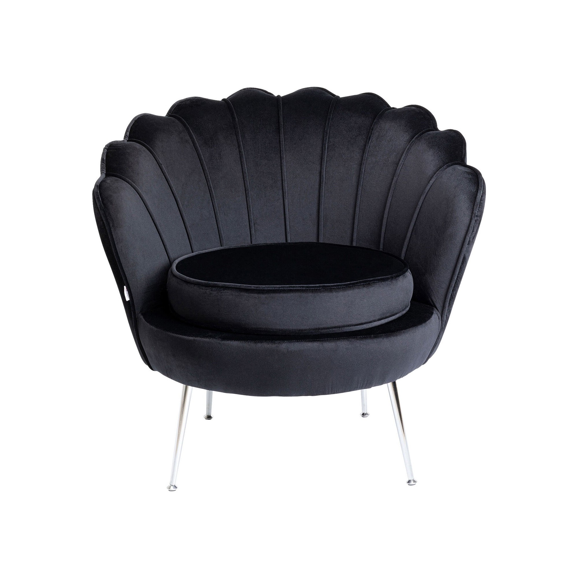 Fauteuil Water Lily velours noir et chromé Kare Design