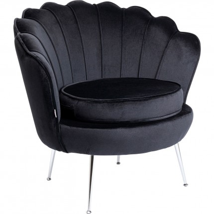 Fauteuil Water Lily velours noir et chromé Kare Design