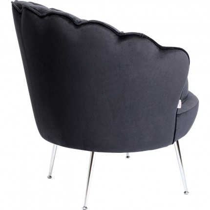 Fauteuil Water Lily velours noir et chromé Kare Design