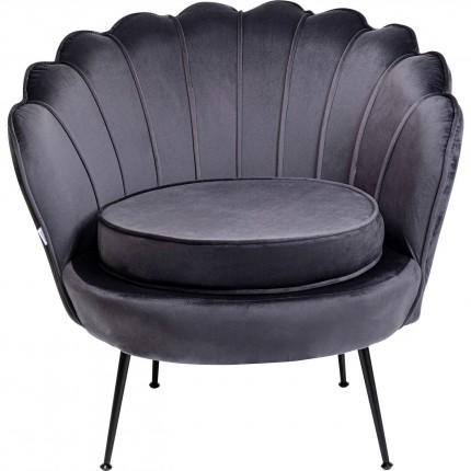Fauteuil Water Lily velours gris et noir Kare Design