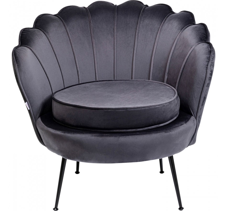 Fauteuil Water Lily velours gris et noir Kare Design