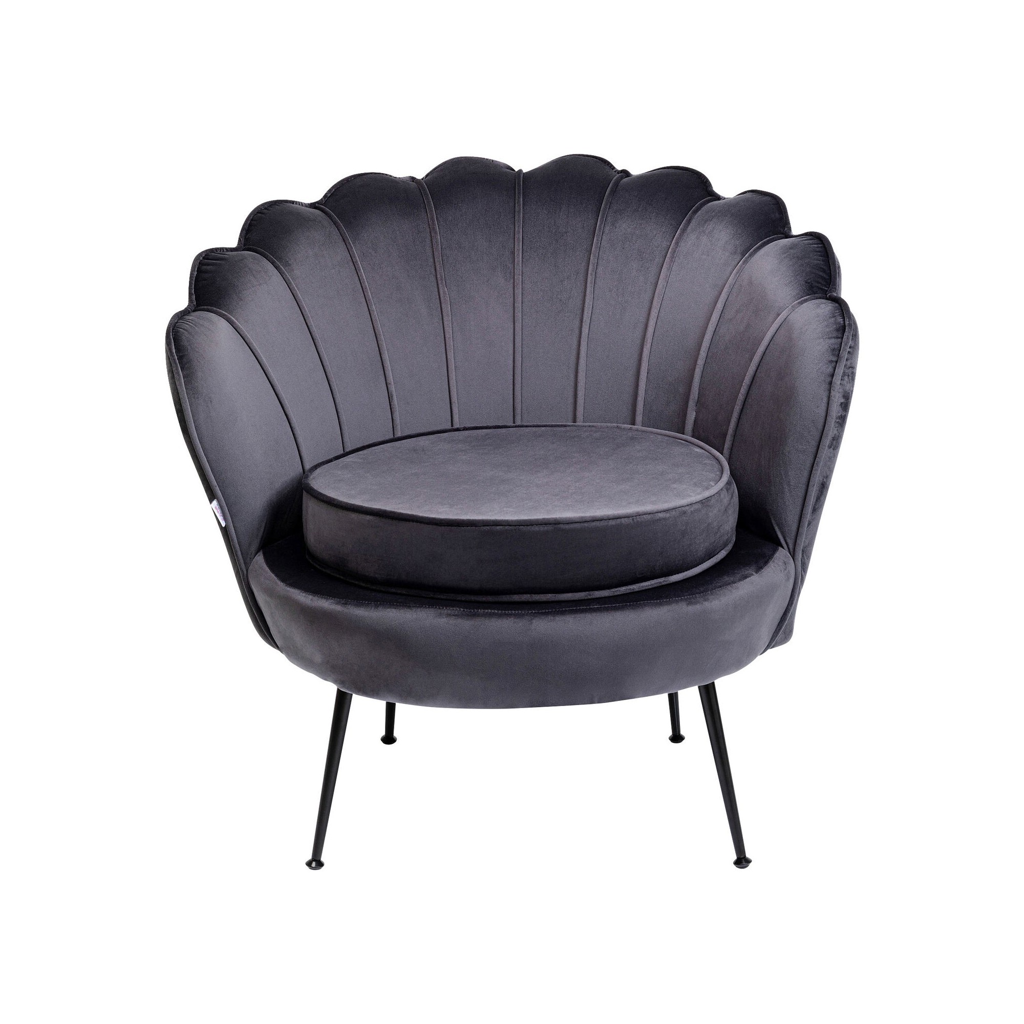 Fauteuil Water Lily velours gris et noir Kare Design