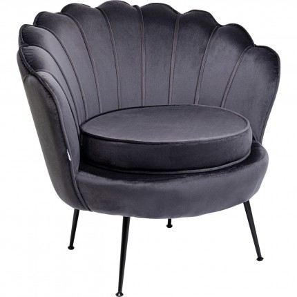Fauteuil Water Lily velours gris et noir Kare Design