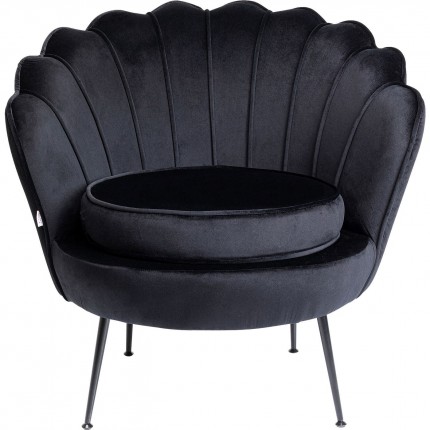 Fauteuil Water Lily velours noir et noir Kare Design