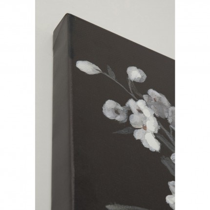 Peinture panthère noire fleurs 90x140cm Kare Design