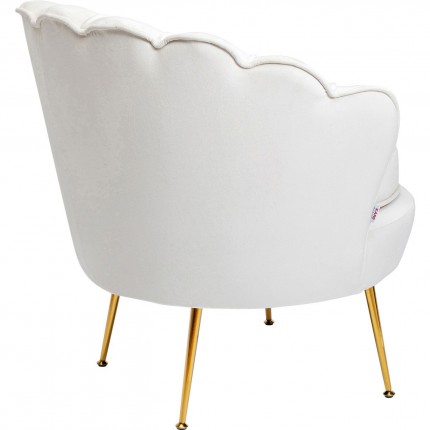 Fauteuil Water Lily velours écru et acier doré Kare Design