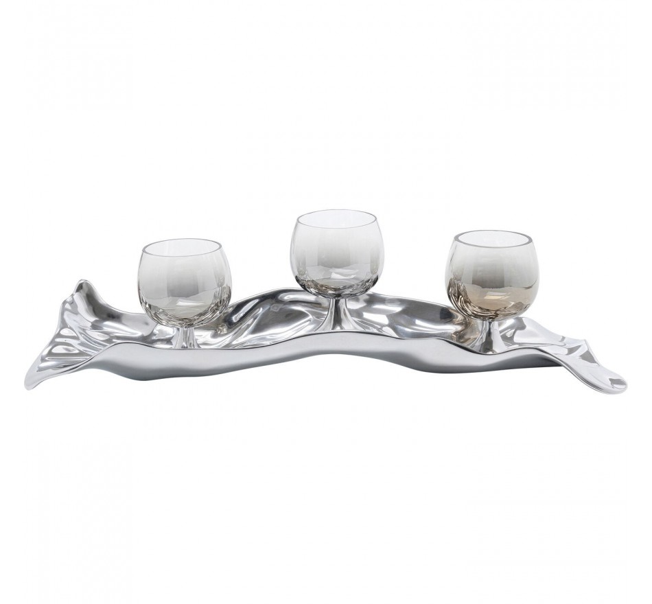 Photophore Jade triple argenté Kare Design