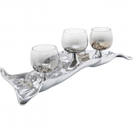 Photophore Jade triple argenté Kare Design