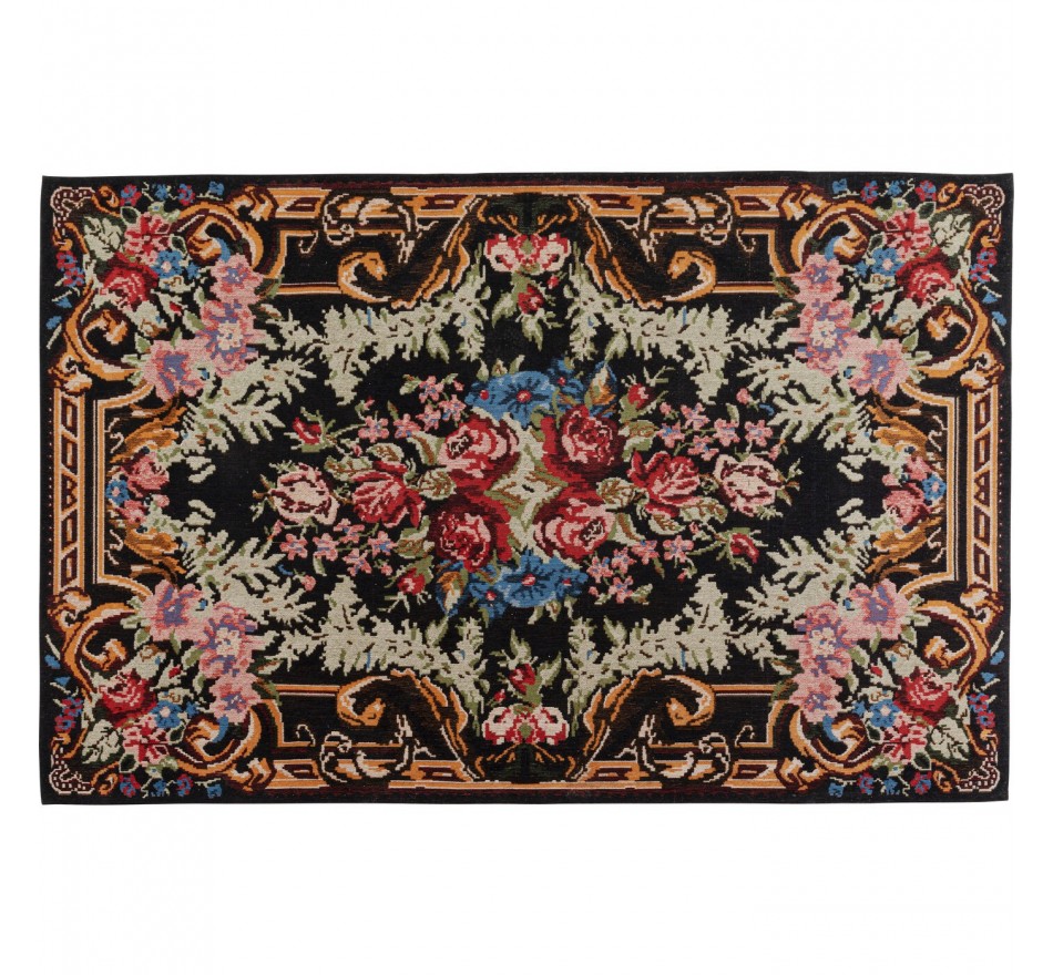 Tapis noir fleurs 240x170cm Kare Design