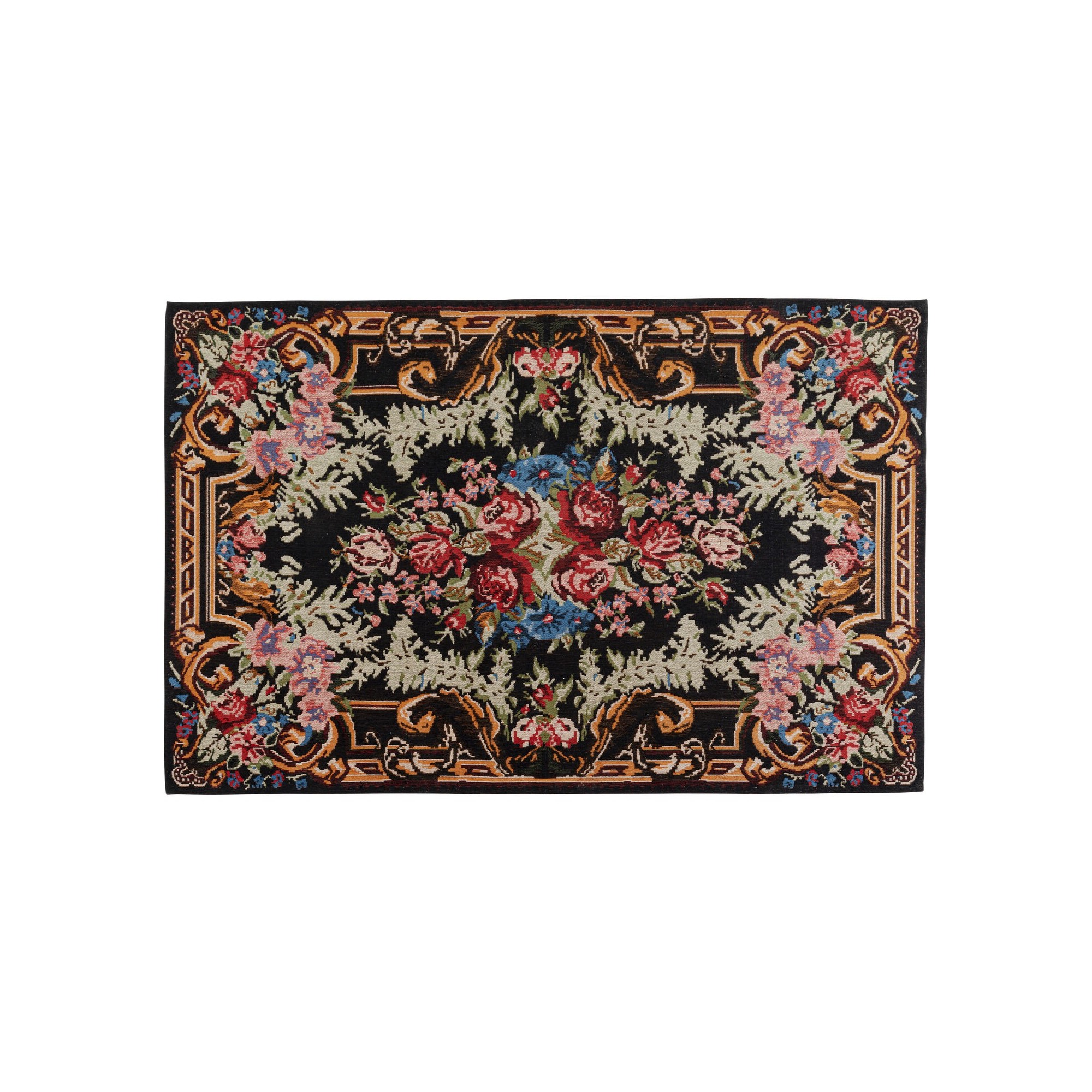 Tapis noir fleurs 240x170cm Kare Design