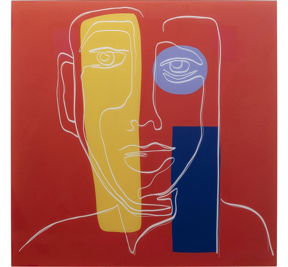Tableau en verre visage rouge 100x100cm Kare Design