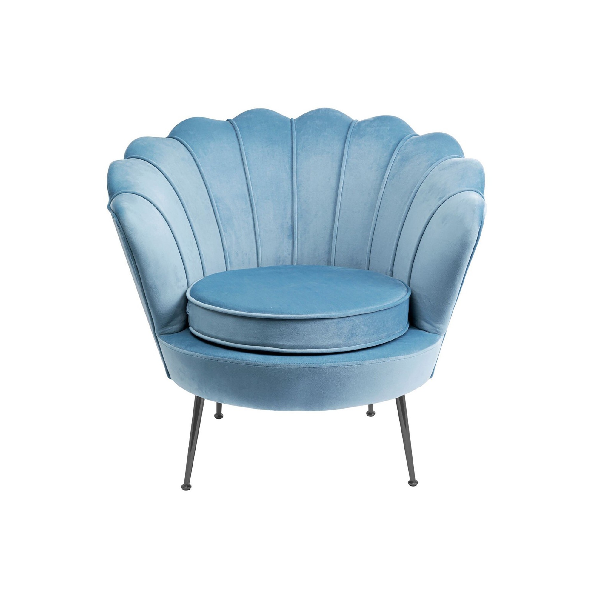 Fauteuil Water Lily velours bleu et acier noir Kare Design