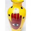 Vase Fatima jaune main rouge 37cm Kare Design