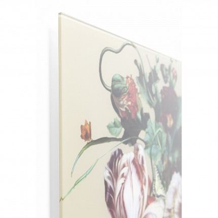 Tableau en verre femme fleurs 100x100cm beige Kare Design