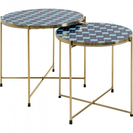 Tables d'appoint Priya bleues set de 2 Kare Design