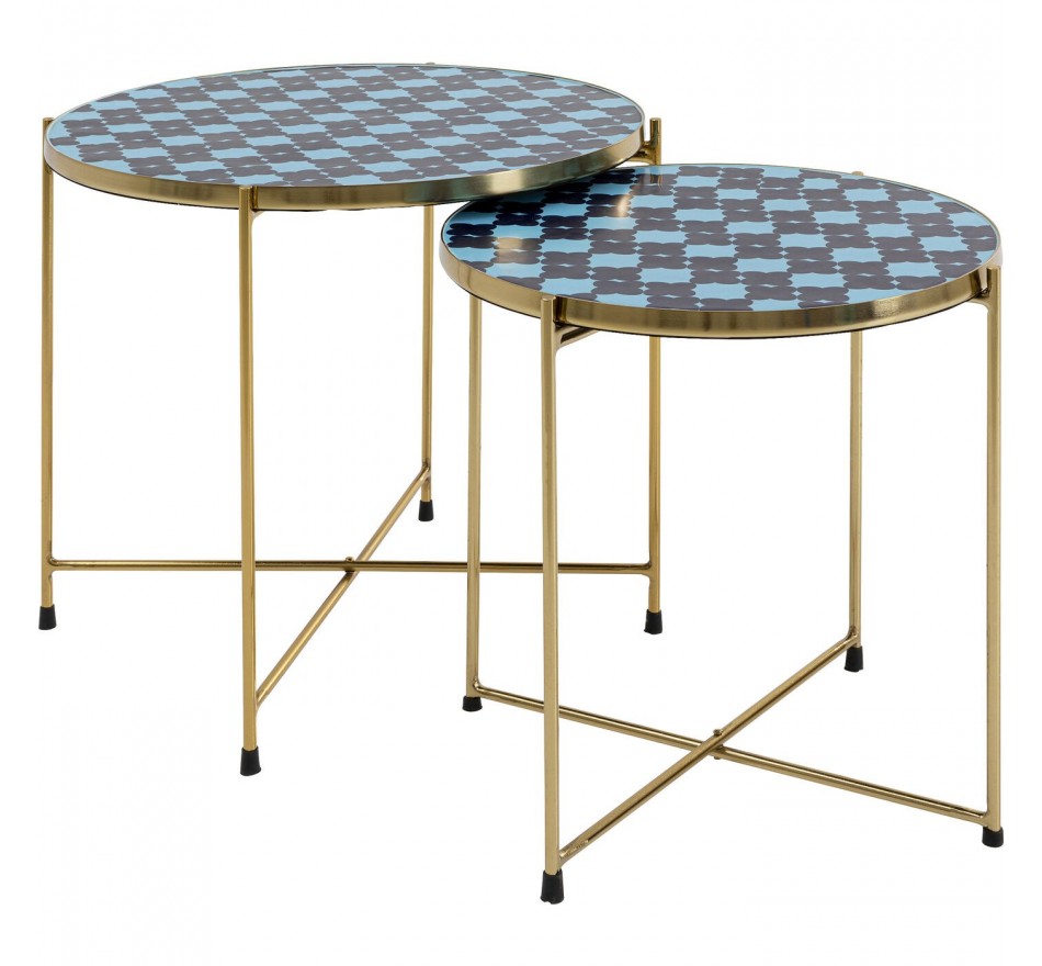 Tables d'appoint Priya bleues set de 2 Kare Design