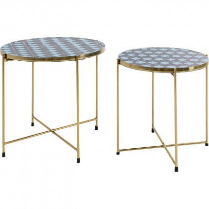 Tables d'appoint Priya bleues set de 2 Kare Design