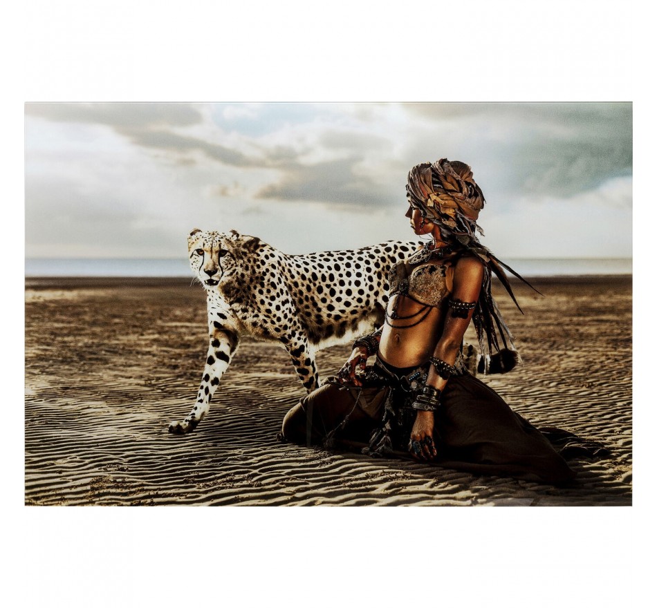 Tableau en verre femme guépard 150x100cm Kare Design