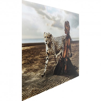 Tableau en verre femme guépard 150x100cm Kare Design