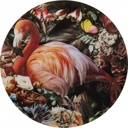 Tableau en verre flamant rose et fleurs 100cm Kare Design