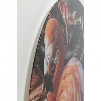 Tableau en verre flamant rose et fleurs 100cm Kare Design