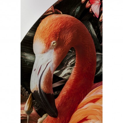 Tableau en verre flamant rose et fleurs 100cm Kare Design