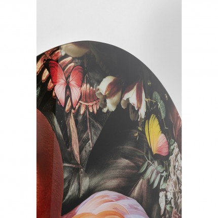 Tableau en verre flamant rose et fleurs 100cm Kare Design