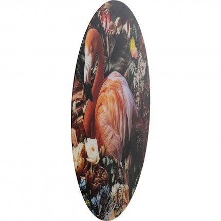 Tableau en verre flamant rose et fleurs 100cm Kare Design