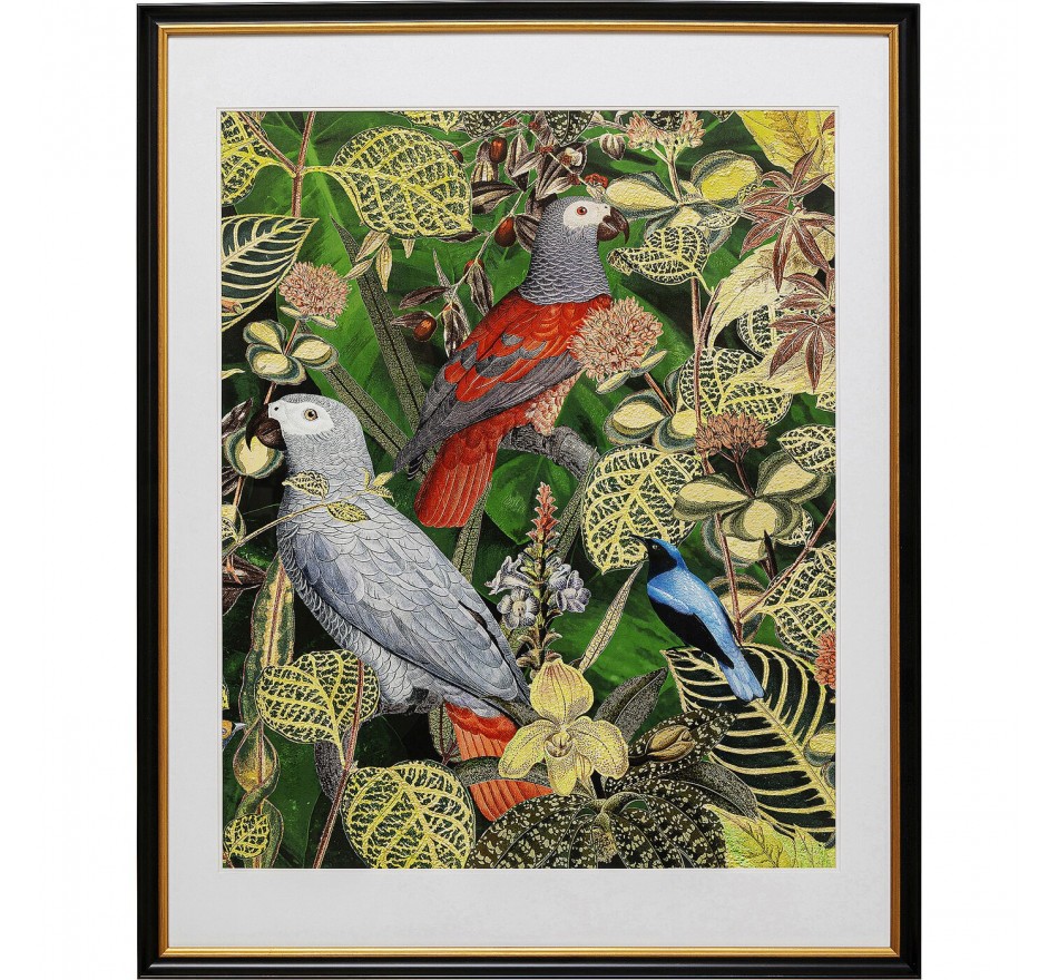 Affiche encadrée oiseaux et feuilles 80x100cm Kare Design