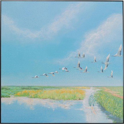 Peinture oiseaux en vol 120x120cm Kare Design