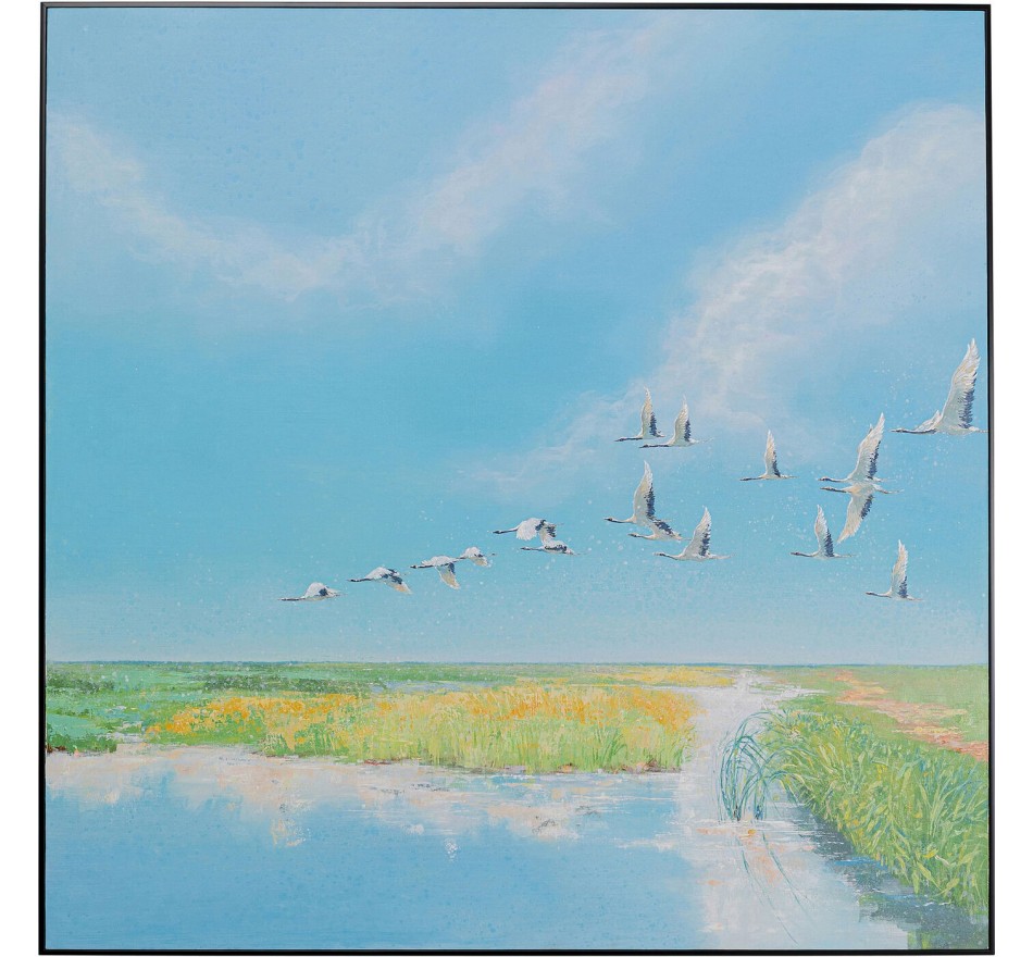 Peinture oiseaux en vol 120x120cm Kare Design