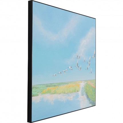 Peinture oiseaux en vol 120x120cm Kare Design
