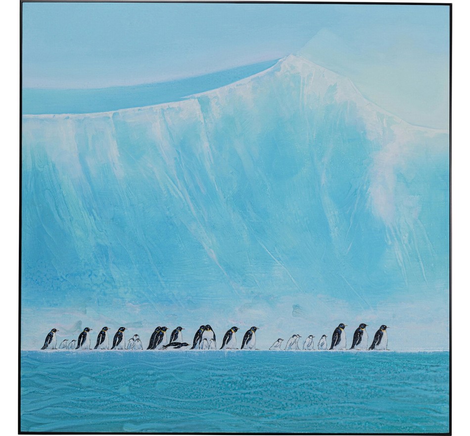 Peinture pingouins 140x140cm Kare Design