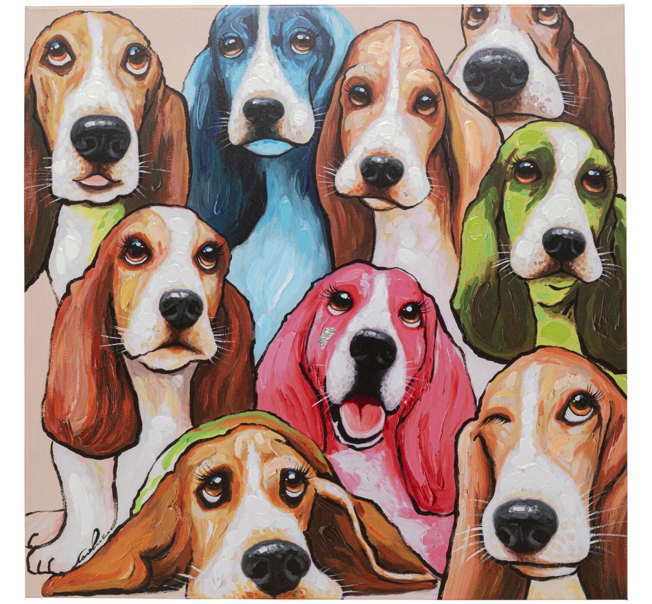 Peinture chiens 100x100cm Kare Design