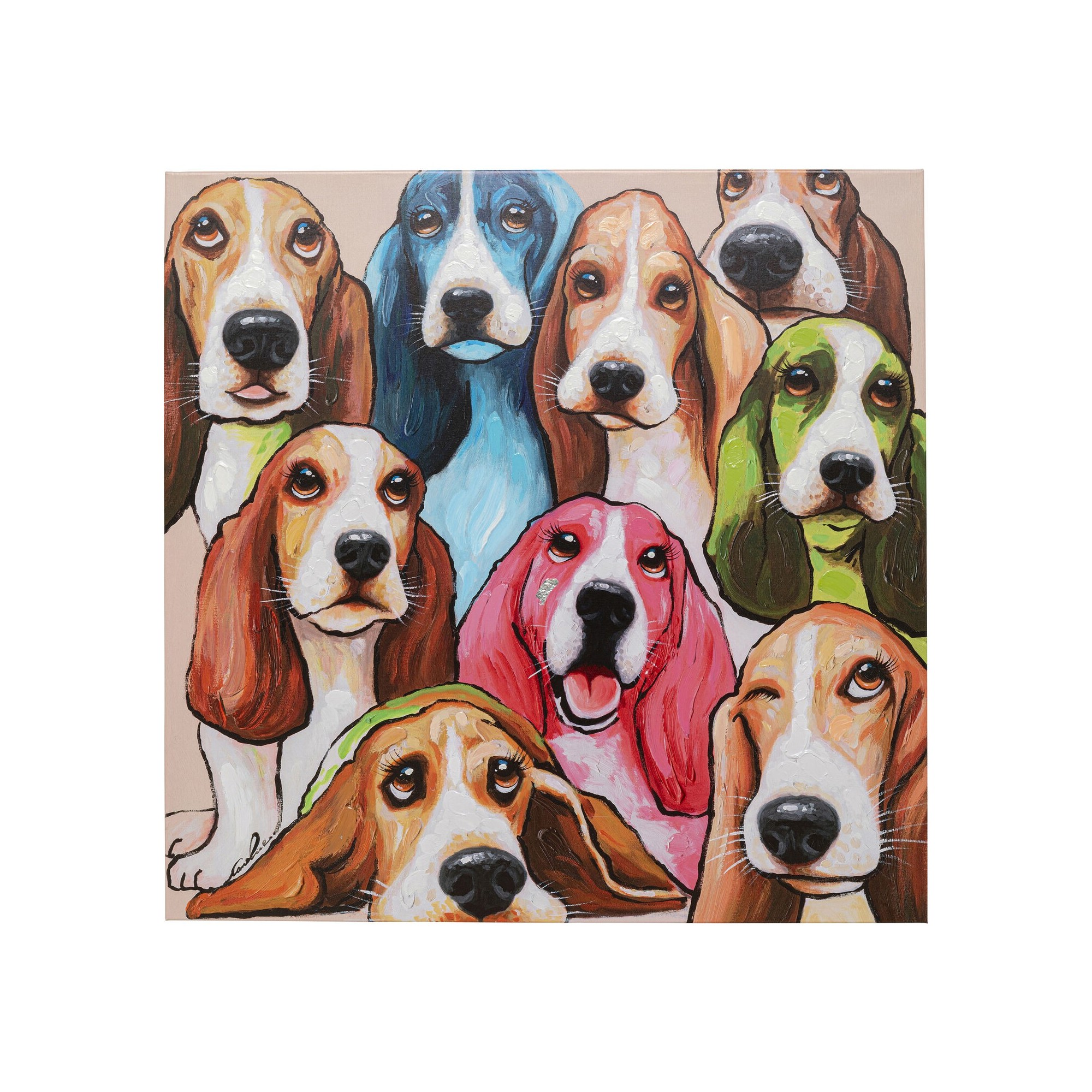 Peinture chiens 100x100cm Kare Design