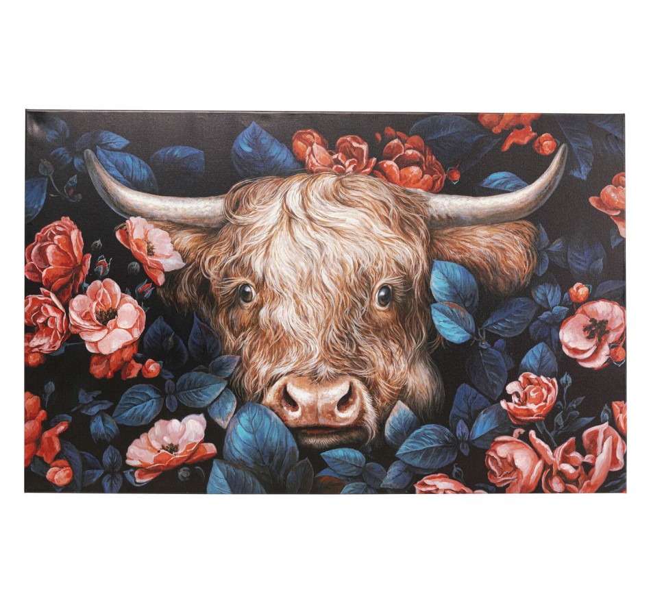 Peinture Yack fleurs 140x90cm Kare Design