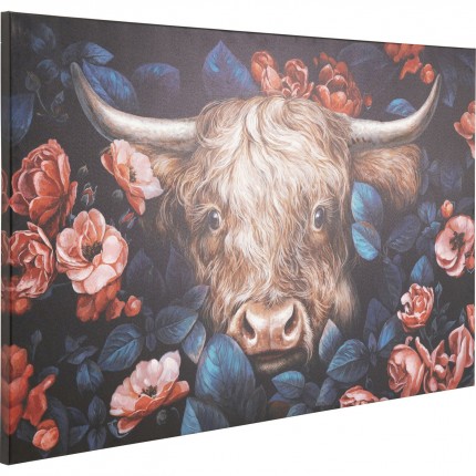 Peinture Yack fleurs 140x90cm Kare Design