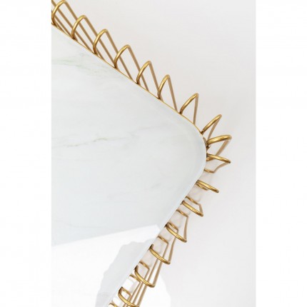 Table basse Wire laiton et effet marbre blanc 145x70cm Kare Design