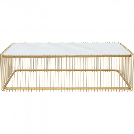 Table basse Wire laiton et effet marbre blanc 145x70cm Kare Design Table basse Wire laiton et effet marbre blanc 145x70cm Kare Design