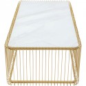 Table basse Wire laiton et effet marbre blanc 145x70cm Kare Design