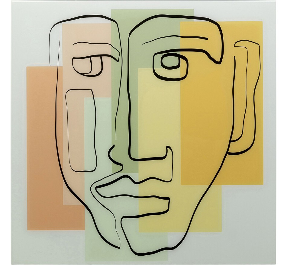 Tableau en verre visage pastel 100x100cm Kare Design