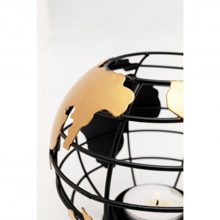 Photophore Terra noir et doré 13cm Kare Design