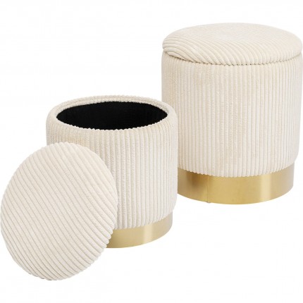 Tabourets-coffres Plush crème set de 2 Kare Design