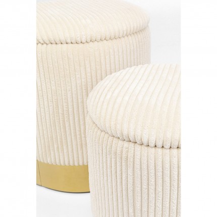 Tabourets-coffres Plush crème set de 2 Kare Design