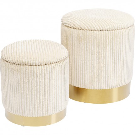 Tabourets-coffres Plush crème set de 2 Kare Design