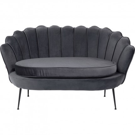Canapé Water Lily 2 places velours gris et acier noir Kare Design